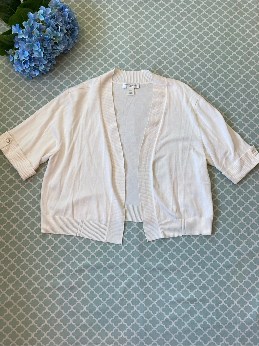 Christopher & Banks Off White Cropped Sweater Cardigan Petite XL